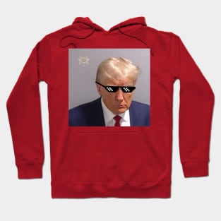 Trump Mugshot with Pixelated Glasses Hoodie